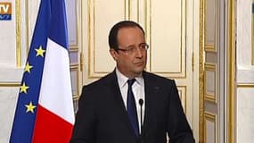 François Hollande présantant les grandes lignes du projet de loi sur la moralisation de la vie politique, le 10 avril 2013 à l'Elysée, à Paris