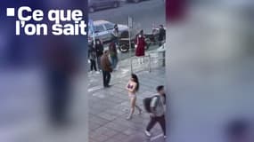 Une femme dévêtue en signe de protestation contre le harcèlement de miliciens des Gardiens de la révolution à l'université Azad de Téhéran, en Iran, le 2 novembre 2024