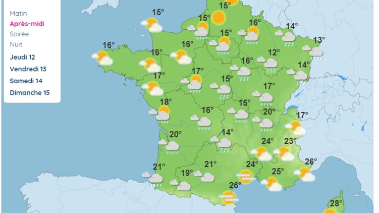 La météo du mercredi 11 septembre 2024 dans l'Hexagone, selon Météo-France.