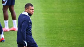 Kylian Mbappé à l'entraînement à la veille de France-Autriche, le 16 juin 2024