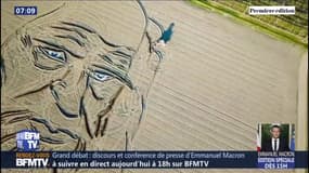 500 ans après la disparition de Léonard de Vinci, il dessine son portrait dans un champ avec son tracteur