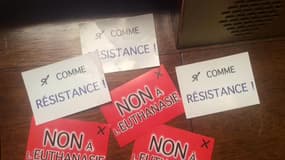 Des inconnus ont jeté mardi depuis les tribunes sur des députés de gauche des bouts de papier, sur lesquels était imprimé "Non à l'euthanasie" et "R comme résistance".   