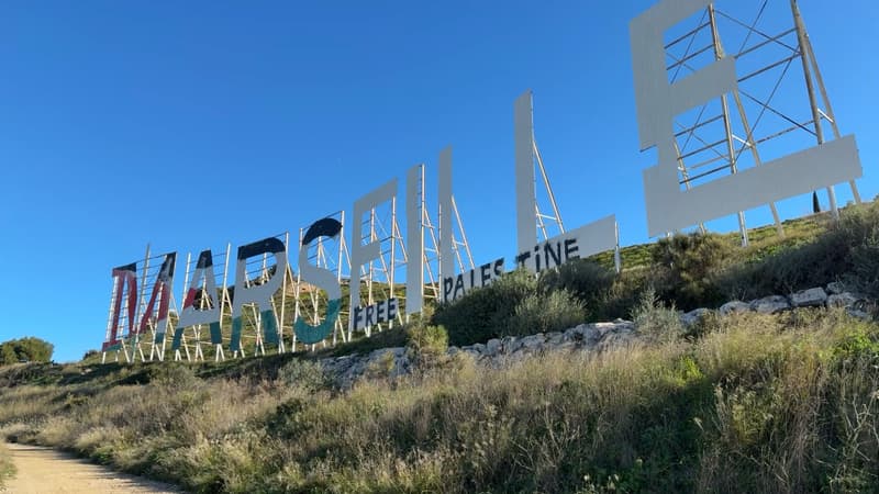 Les lettres "Marseille" repeintes aux couleurs du drapeau palestinien, les auteurs interpellés