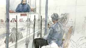 Croquis d'audience du témoignage de Selim Fourniret, le fils de Michel Fourniret et Monique Olivier.