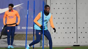 Ousmane Dembélé à l'entraînement du Barça le 22 janvier 2022