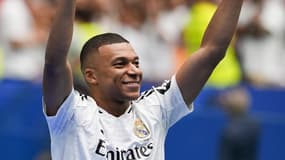 Kylian Mbappé lors de sa présentation au Real Madrid le 16 juillet 2024