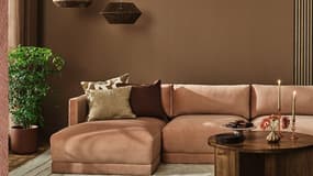 Exemple de décoration d'intérieur avec la couleur Mocha Mousse de Pantone, réalisé par Joybird.
