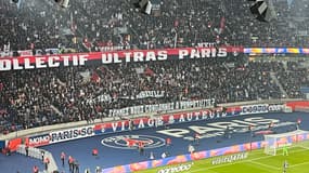 La banderole des supporters parisiens lors de PSG-TFC, le 4 février 2023.