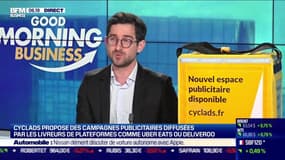 La pépite : Cyclads propose des campagnes publicitaires diffusées par les livreurs de plateformes comme Uber Eats ou Deliveroo, par Lorraine Goumot - 15/02