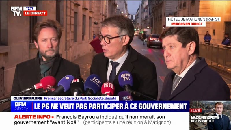 En l'état actuel des choses, nous n'avons pas trouvé de raison de ne pas le censurer, indique Olivier Faure (PS) au sujet de François Bayrou