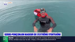 Serre-Ponçon: un nageur de l'extrême s'entraîne
