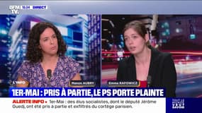 Socialistes "attaqués" dans le cortège parisien: "Des pratiques inadmissibles (...) jamais vous nous trouverez du côté des violents", affirme Manon Aubry (LFI)
