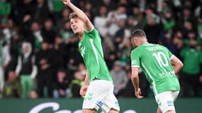 Lucas Stassin, buteur pour l'AS Saint-Etienne dans le derby, 20 avril 2025