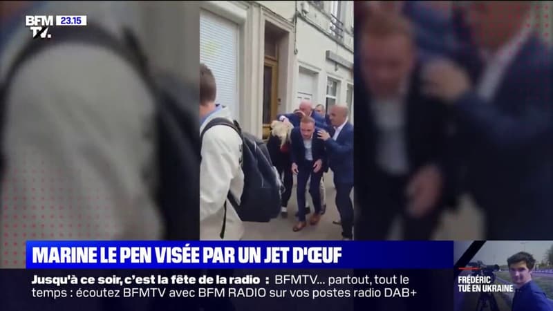 Marine Le Pen visée par un jet d'Suf
