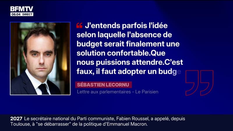 Sébastien Lecornu appelle les parlementaires à adopter un budget pour 2027 sous peine de "désordre" dans une lettre