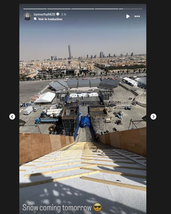 Tanner Hall a publié une photo de la rampe de Big Air à Riyad, le 27 février 2024