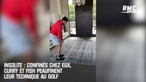 Insolite : Confinés chez eux, Curry et Fish peaufinent leur technique au golf