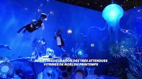 Paris: inauguration des très attendues vitrines de Noël du Printemps