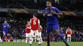 Youssef El-Arabi lors du match Arsenal-Olympiacos, le 27 février 2020