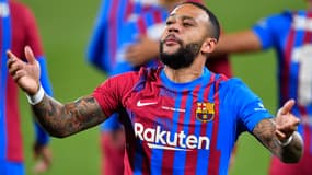 Memphis Depay lors des matches amicaux de préparation du Barça en août 2021