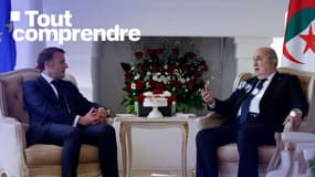 Les présidents français Emmanuel Macron et algérien Abdelmadjid Tebboune au G7 à Savelletri en Italie, le 14 juin 2024 - Ludovic MARIN / AFP

