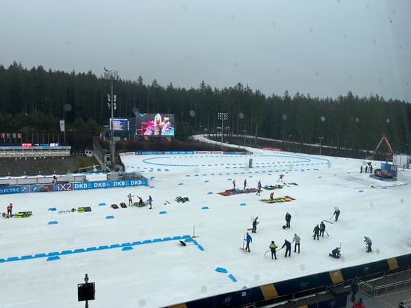 La piste des Mondiaux de biathlon à Nove Mesto, le 11 février 2024.