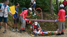 Loana Lecomte après sa chute aux Jeux olympiques le 28 juillet 2024