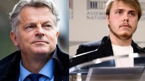 A gauche Fabien Roussel le secrétaire national du PCF, à droite Louis Boyard député La France insoumise