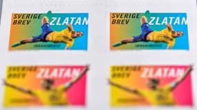 Des timbres à l'effigie du footballeur suédois Zlatan Ibrahimovic, le 27 mars 2014.