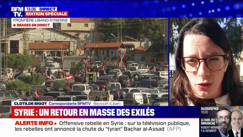 Les Syriens exilés au Liban tentent de rentrer en Syrie à la frontière libano-syrienne après la chute de Bachar Al-Assad