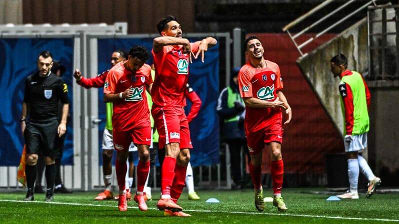 La joie des joueurs de Cannes contre Guingamp, le 25 février 2025 en Coupe de France
