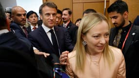 Emmanuel Macron et Giorgia Meloni le 20 mai 2023 à Hiroshima (Japon)