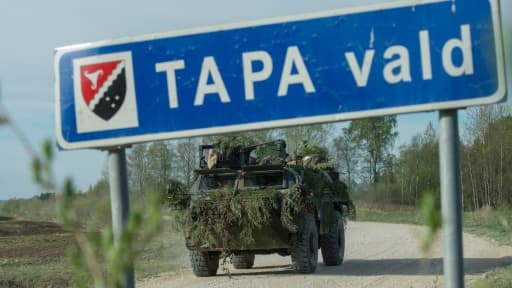 Un véhicule militaire utilisé lors d'un exercice de l'armée française à Tapa, en Estonie, le 22 mai 2017 Un véhicule militaire utilisé lors d'un exercice de l'armée française à Tapa, en Estonie, le 22 mai 2017