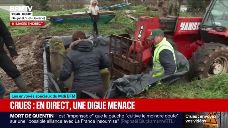 À Gaujac, une digue menace de céder face aux crues record
