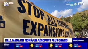 "Stop all airport expansions now": à Lille, une manifestation contre l'extension de l'aéroport 