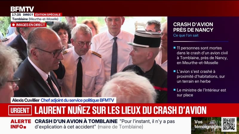 Le ministre de l'Intérieur et le ministre des Transports sont arrivés sur les lieux où un avion s'est écrasé, tuant 11 personnes près de Nancy