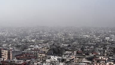 La ville de Thessalonique sous un nuage de sable du Sahara, le 1er avril 2024.