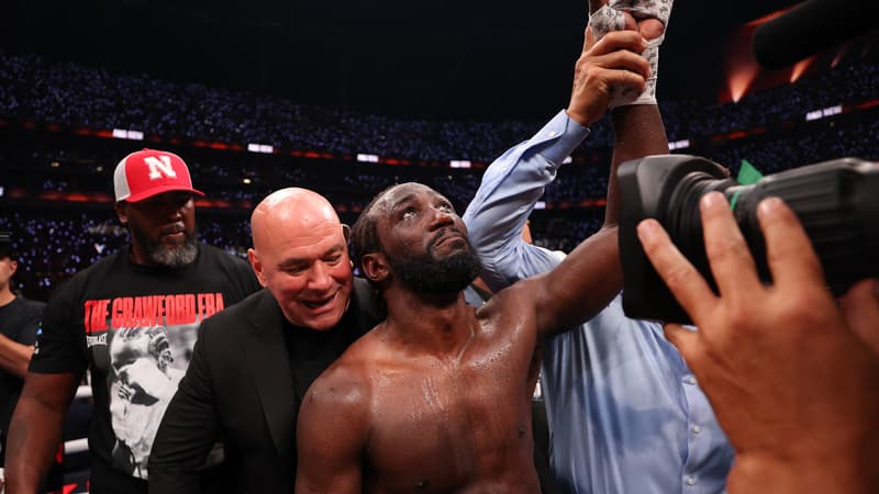 La joie de Terence Crawford après sa victoire contre Canelo le 13 septembre 2025 à Las Vegas