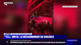 "Dans notre bus, on a eu deux vitres cassées et deux blessés légers", témoigne un supporter de l'OL 