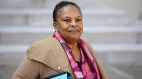 Christiane Taubira devant l'Elysée, à la sortie du Conseil des ministres le 12 mars.