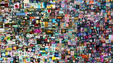 Détail d'un collage de l'artiste américain Beeple, vendu jeudi 69,3 millions de dollars.