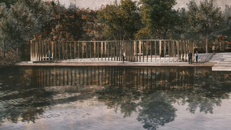 Image numérique du futur mémorial national, érigé, face à l'île d'Utoya en l'honneur des 77 victimes tuées par Anders Behring Breivik en juillet 2011, le 6 janvier 2021 en Norvège. (Photo d'illustration)