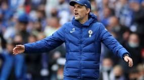 L'entraîneur allemand de Chelsea, Thomas Tuchel, lors de la finale de la Coupe d'Angleterre contre Leicester, le 15 mai 2021 au stade de Wembley à Londres