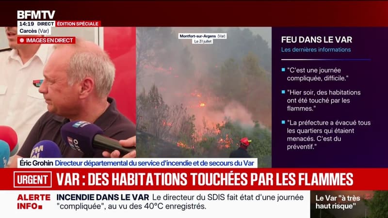 Incendie dans le Var: "Le feu brûle toujours, on n'est pas du tout sur un feu fixé", assure le directeur du SDIS
