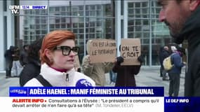 "Adèle tu n'es pas seule", "Adèle on te croit", manifestation en soutien à Adèle Haenel pour l'ouverture du procès face à Christophe Ruggia