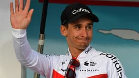 Le Français Bryan Coquard, après sa victoire dans la 2e étape de l'Etoile de Bessèges-Tour du Gard, le 3 février 2022 à Rousson