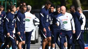 Les joueurs de l'équipe de France à l'entraînement