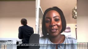 Une auditrice RMC interroge Emmanuel Macron sur la sécurité de la cérémonie d'ouverture des JO, lors d'une interview sur RMC-BFMTV, le 15 avril 2024.