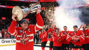 Sidney Crosby lors de la victoire du Canada contre les États-Unis au NHL 4 Nations, à Boston le 20 février 2025
