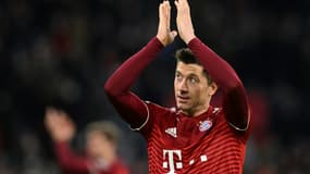 L'attaquant du Bayern Robert Lewandowski à la fin du match de Ligue des champions contre Salzbourg, le 8 mars 2022 à Munich